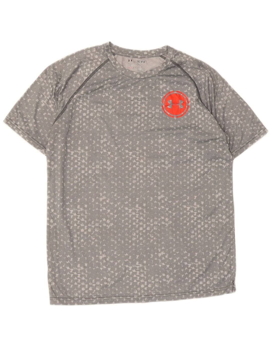 UNDER ARMOUR Mens Heat Gear T-Shirt Top Medium Grey Geometric