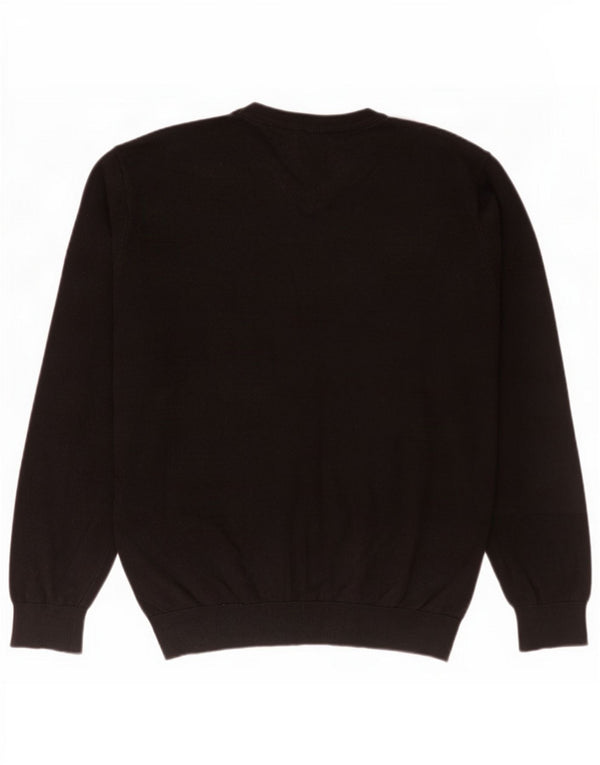 Pierre Cardin Mens Paris V-Neck Jumper Sweater Large Black Cotton