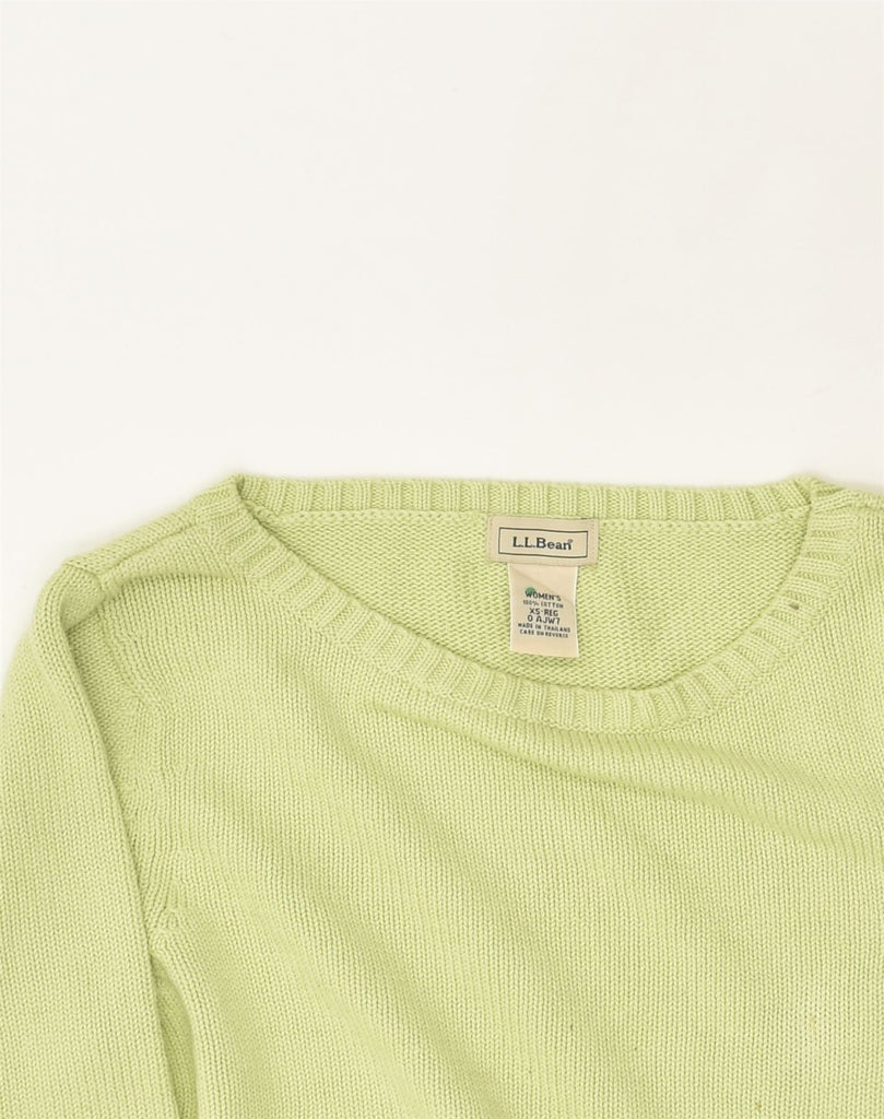 L.L.BEAN Womens Boat Neck Jumper Sweater UK 6 XS Green Cotton | Vintage L.L.Bean | Thrift | Second-Hand L.L.Bean | Used Clothing | Messina Hembry 