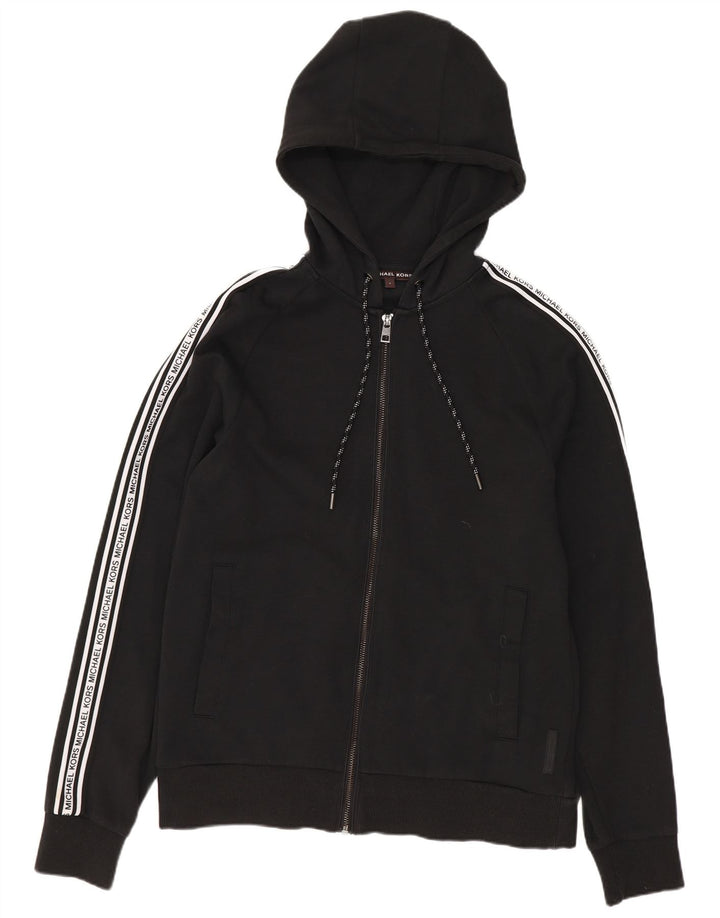 MICHAEL KORS Mens Graphic Zip Hoodie Sweater Small Black Colourblock