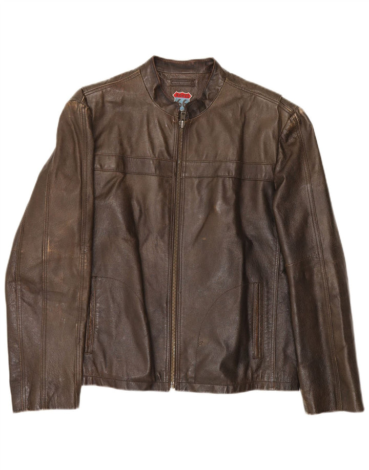 Route 66 Mens Leather Jacket UK 40 Large Brown Leather
