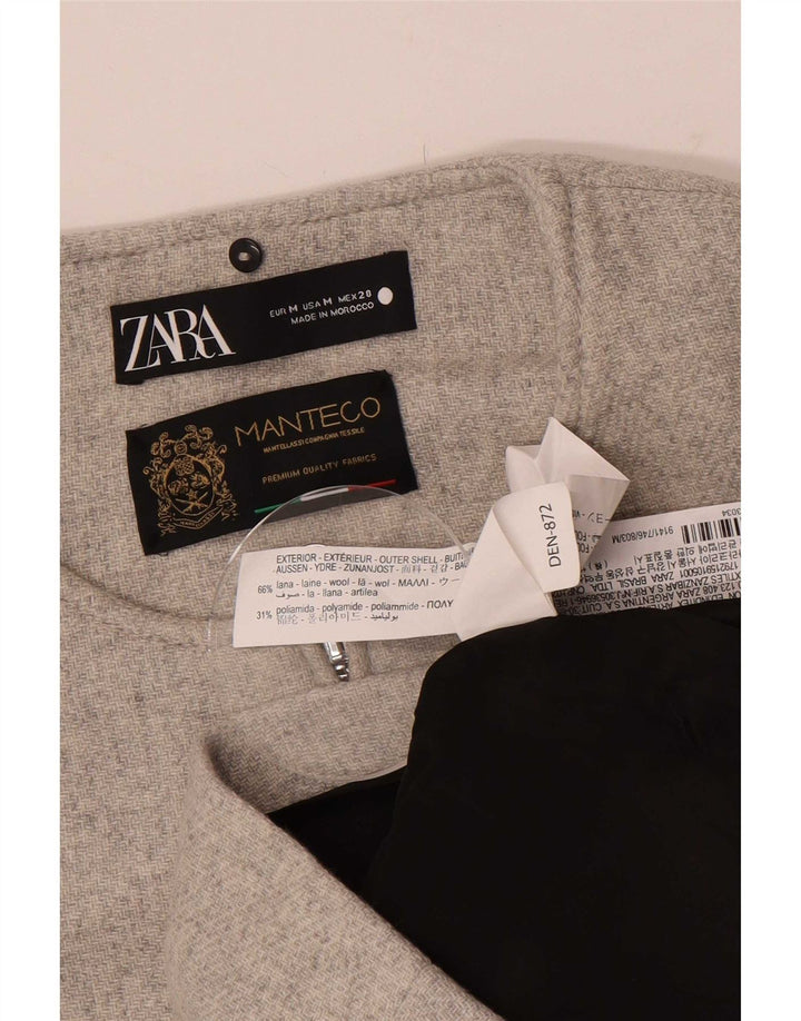 Zara Womens Overcoat UK 14 Medium Grey Wool
