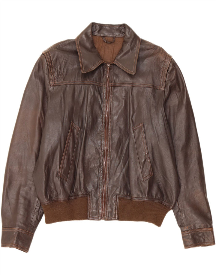 Vintage Mens Leather Jacket UK 42 XL Brown Leather