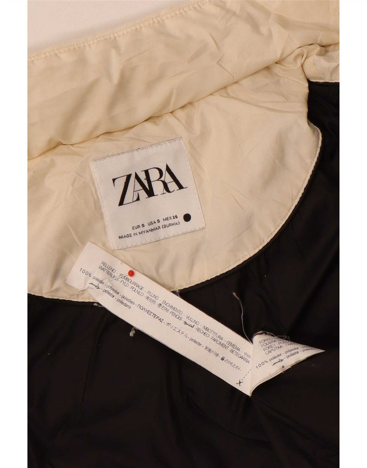 Zara Womens Padded Coat UK 10 Small Off White Polyester