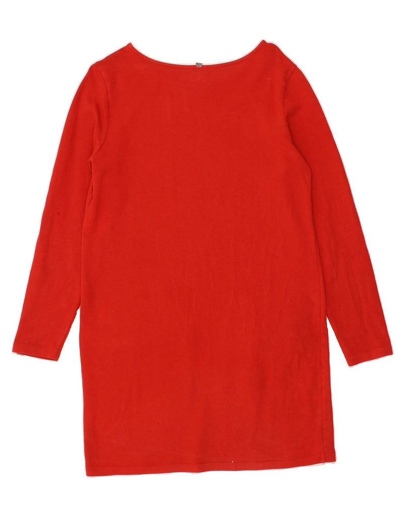 BENETTON Womens Long Sleeve T-Shirt Dress UK 18 Large Red Cotton | Vintage Benetton | Thrift | Second-Hand Benetton | Used Clothing | Messina Hembry 