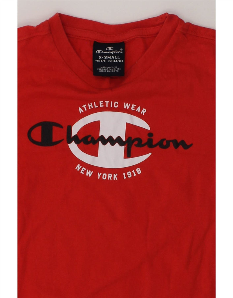 CHAMPION Boys Graphic T-Shirt Top 5-6 Years XS Red Cotton | Vintage Champion | Thrift | Second-Hand Champion | Used Clothing | Messina Hembry 