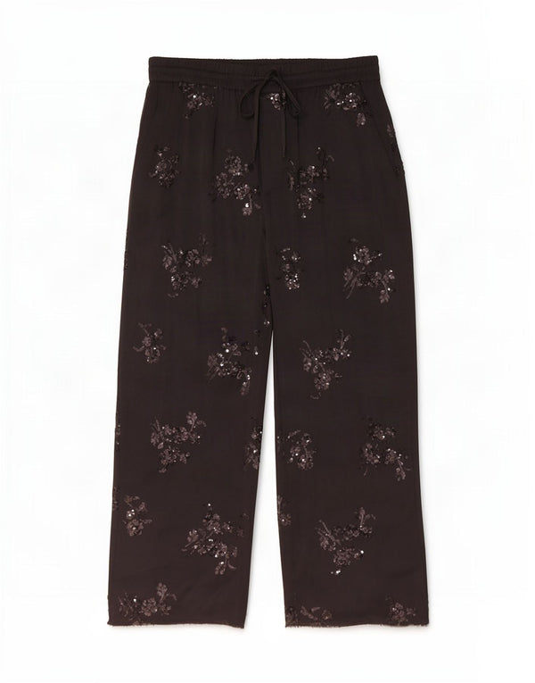 Zara Womens Straight Sequin Casual Trousers Large W30 L28 Black Floral