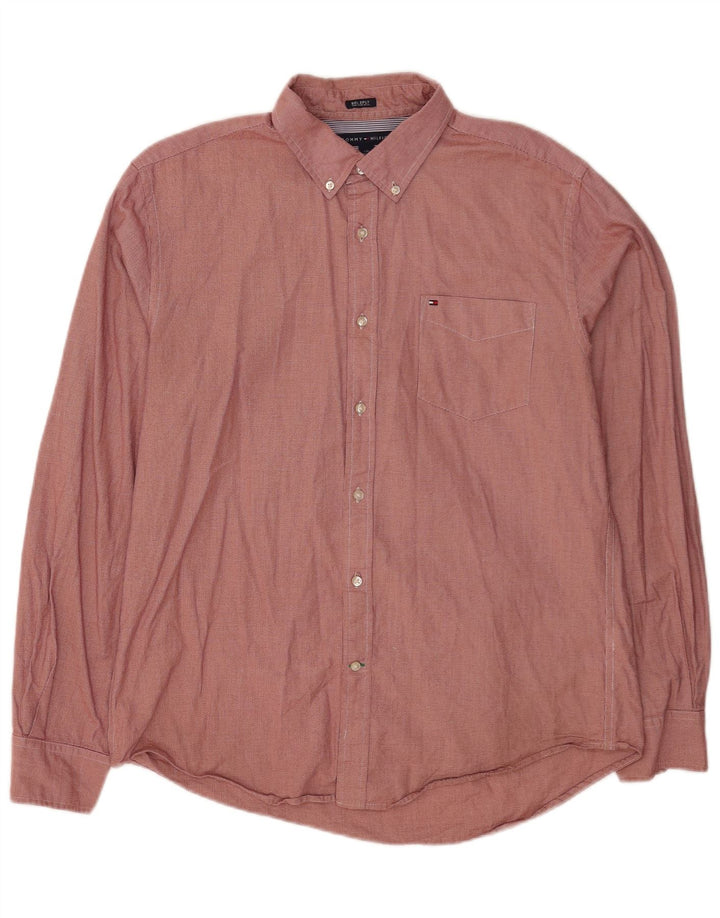 Tommy Hilfiger Mens Custom Fit Shirt Large Red Check Cotton