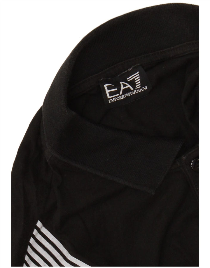 EMPORIO ARMANI Mens Graphic Polo Shirt Small Black Striped