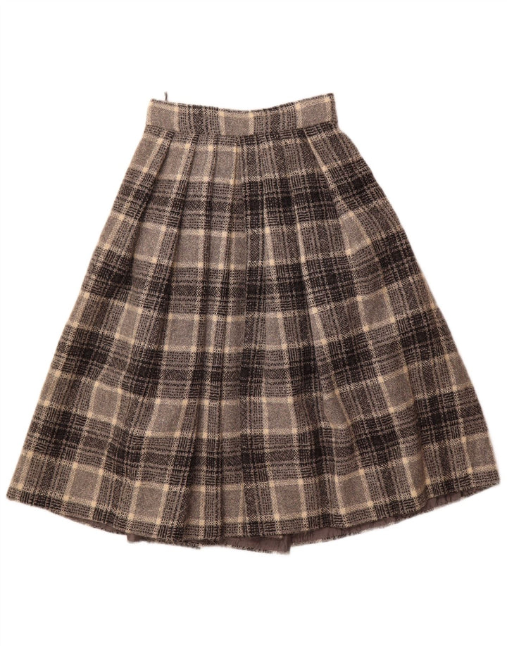 Vintage Womens Pleated A-Line Skirt W26 Small Grey Check