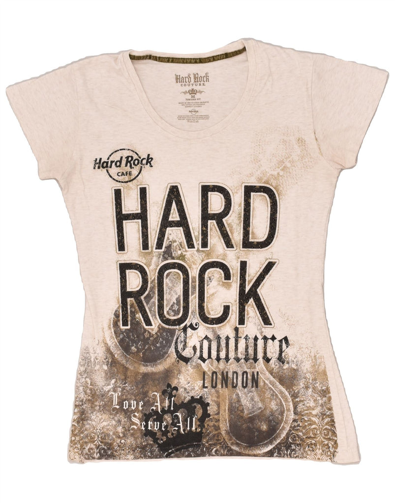 HARD ROCK COUTURE Girls London T-Shirt Top 14-15 Years Medium Off White | Vintage Hard Rock Couture | Thrift | Second-Hand Hard Rock Couture | Used Clothing | Messina Hembry 