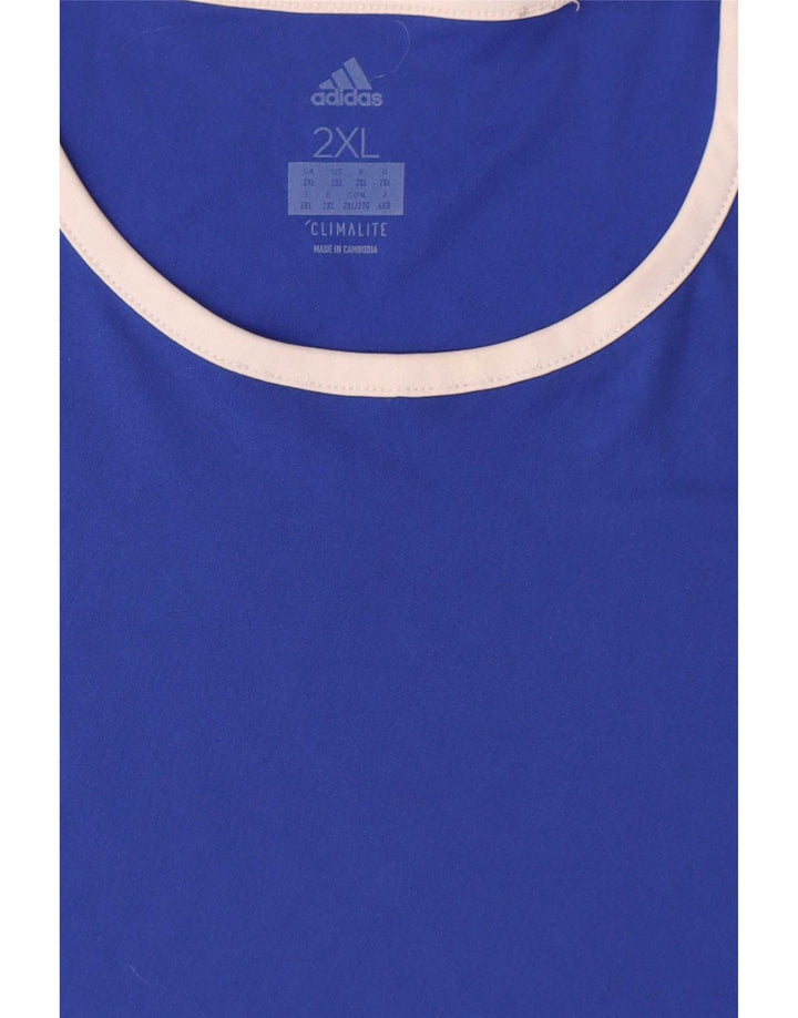 Adidas Mens Climalite T-Shirt Top 2XL Blue Colourblock Polyester