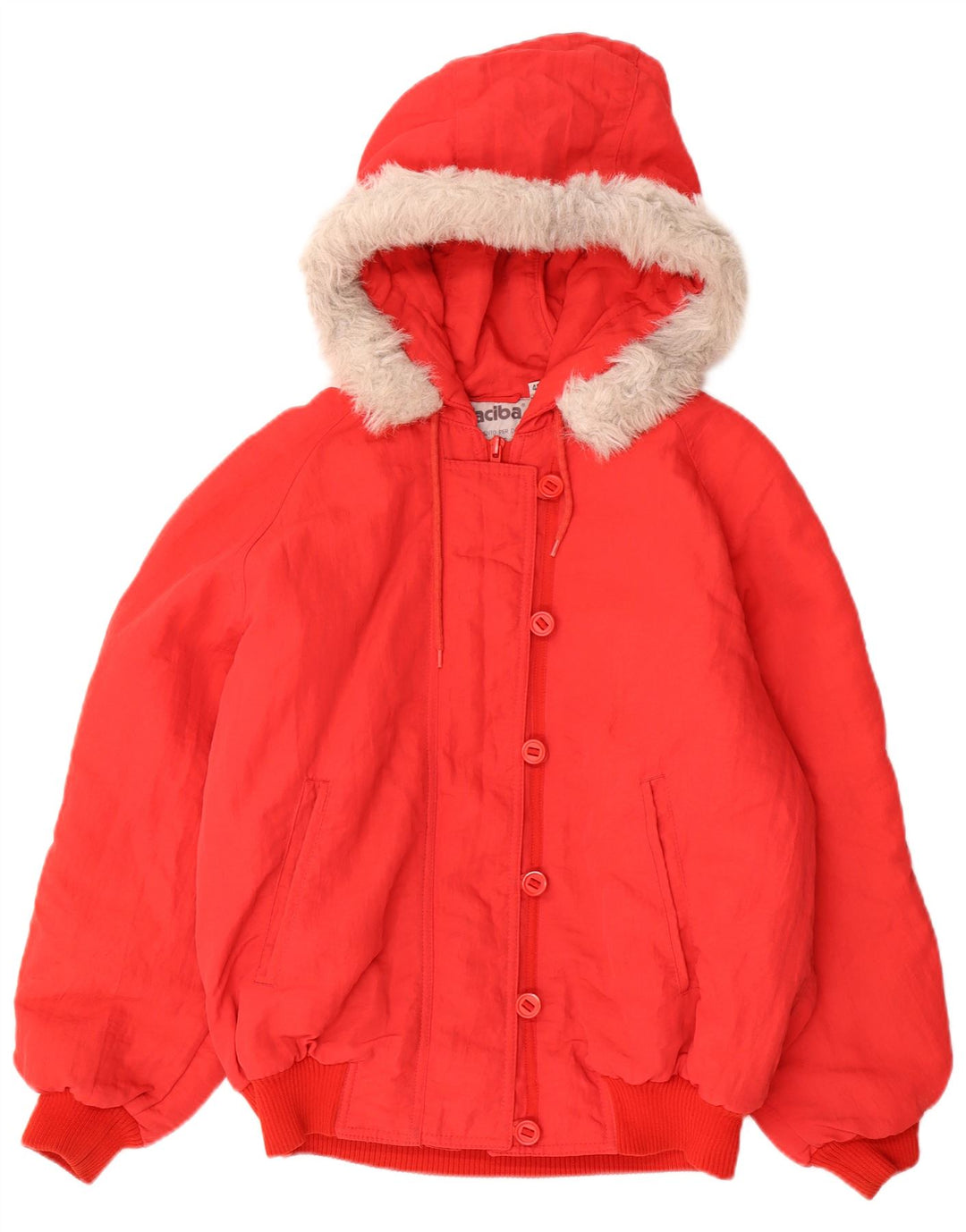 Faciba Womens Hooded Oversized Padded Jacket EU 42 Large Red Polyamide