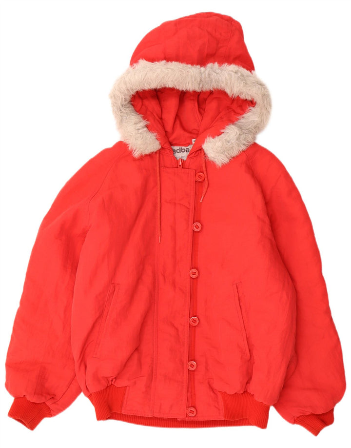 Faciba Womens Hooded Oversized Padded Jacket EU 42 Large Red Polyamide