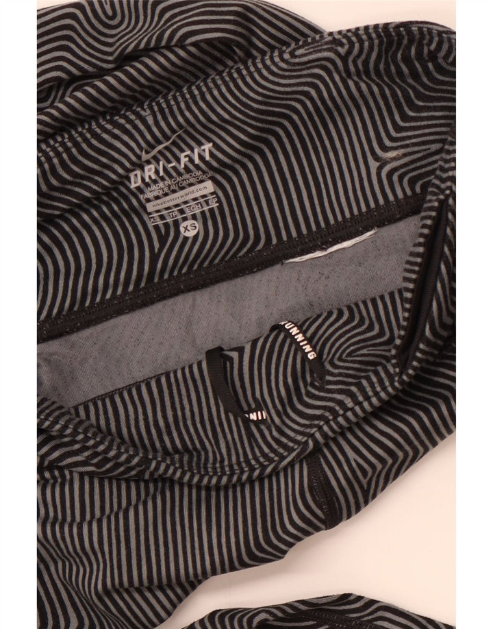 NIKE Womens Dri Fit Leggings UK 6 XS  Grey Pinstripe