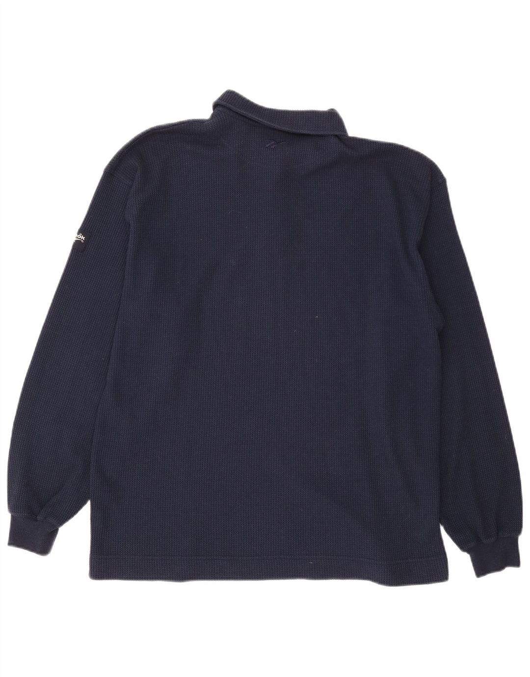 Reebok Mens Long Sleeve Polo Shirt Medium Navy Blue Cotton