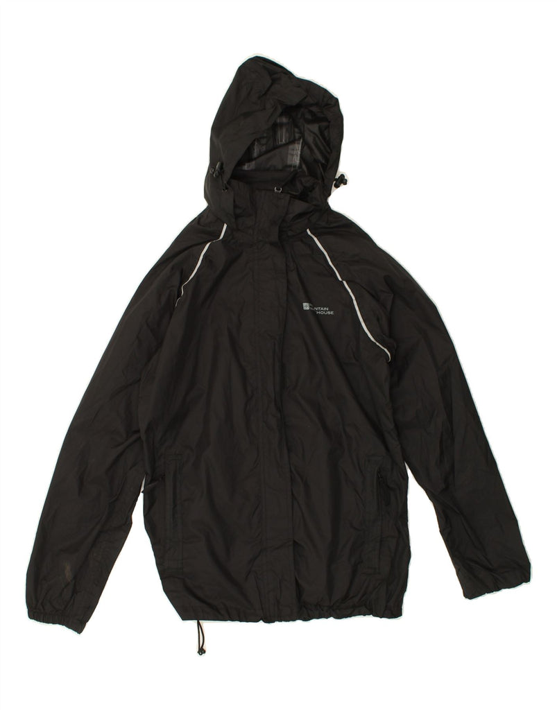 MOUNTAIN WAREHOUSE Womens Hooded Rain Jacket UK 10 Small  Black Nylon | Vintage Mountain Warehouse | Thrift | Second-Hand Mountain Warehouse | Used Clothing | Messina Hembry 