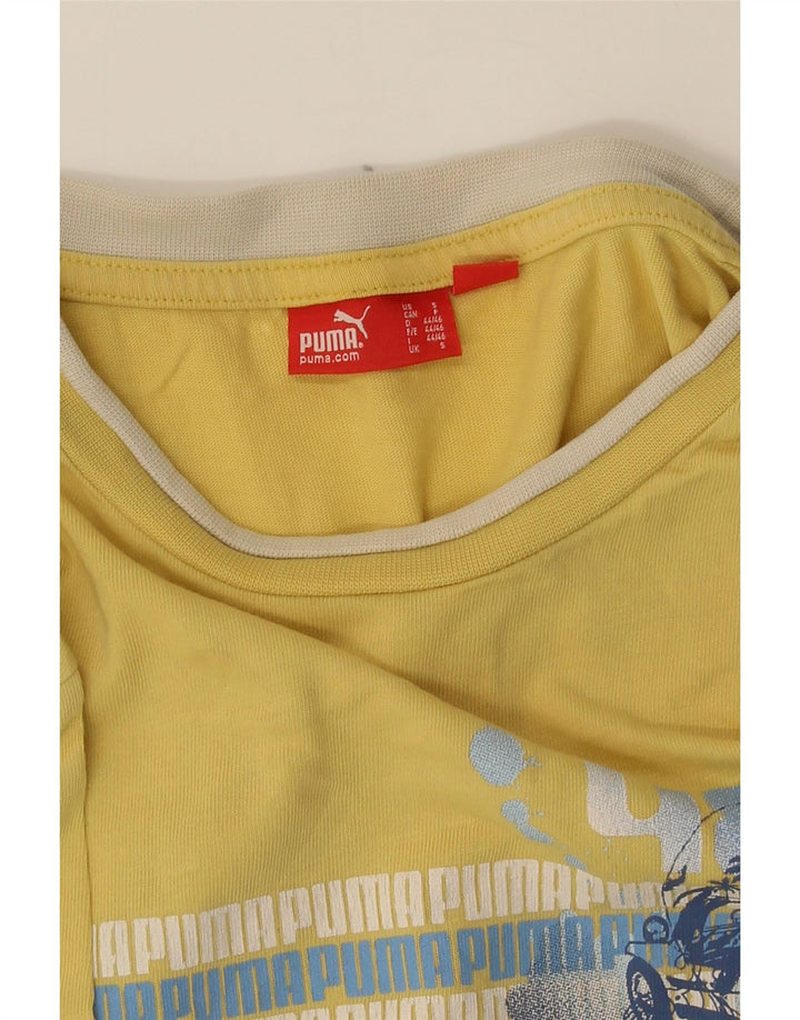 Puma Mens Graphic T-Shirt Top Small Yellow
