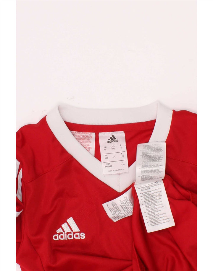 Adidas Boys Climalite Top Long Sleeve 7-8 Years Small Red Colourblock