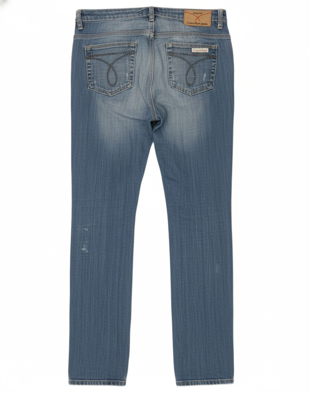 CALVIN KLEIN Womens Distressed Slim Jeans W29 L35 Blue Cotton