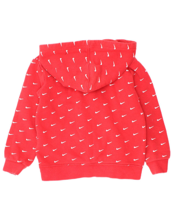 Nike Boys Graphic Zip Neck Hoodie Jumper 2-3 Years Red Cotton