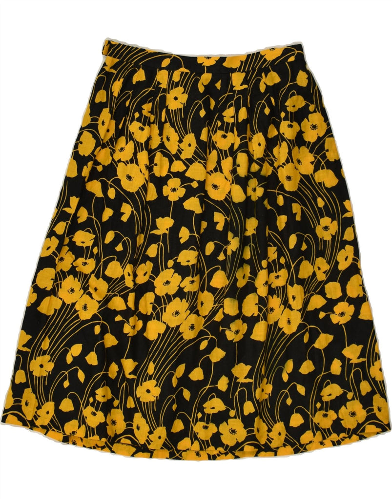 VINTAGE Womens A-Line Skirt W26 Small  Yellow Floral | Vintage Vintage | Thrift | Second-Hand Vintage | Used Clothing | Messina Hembry 