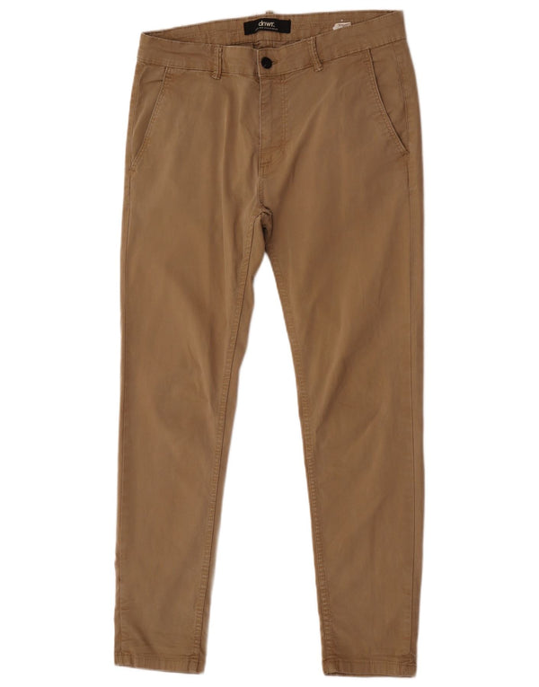 Zara Mens Slim Fit Chino Trousers EU 42 Large W32 L30 Brown Cotton