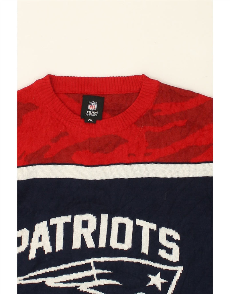 NFL Mens Patriots Graphic Crew Neck Jumper Sweater 2XL Navy Blue | Vintage NFL | Thrift | Second-Hand NFL | Used Clothing | Messina Hembry 
