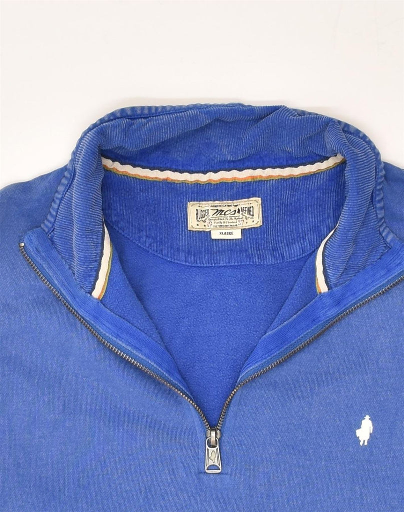 MARLBORO CLASSICS Mens Zip Neck Zip Hoodie Sweater XL Blue Cotton | Vintage Marlboro Classics | Thrift | Second-Hand Marlboro Classics | Used Clothing | Messina Hembry 