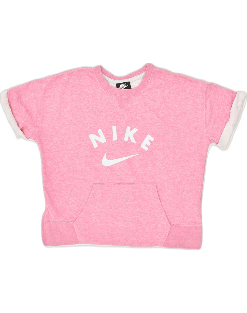 NIKE Womens Graphic Crop Top UK 18 XL Pink Cotton | Vintage Nike | Thrift | Second-Hand Nike | Used Clothing | Messina Hembry 