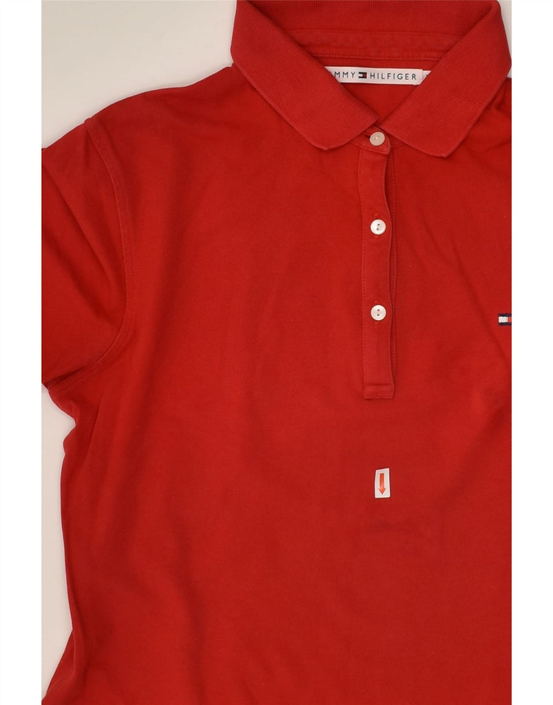 TOMMY HILFIGER Womens Polo Shirt UK 14 Medium Red Cotton | Vintage Tommy Hilfiger | Thrift | Second-Hand Tommy Hilfiger | Used Clothing | Messina Hembry 