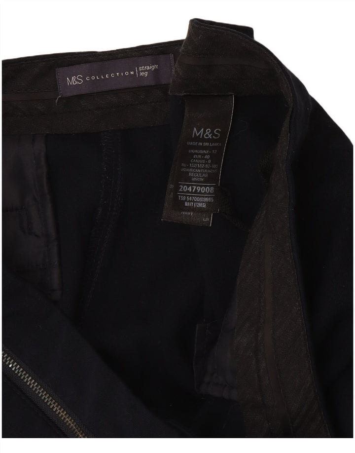 Marks & Spencer Womens Casual Trousers UK 12 Medium W30 L30 Navy Blue
