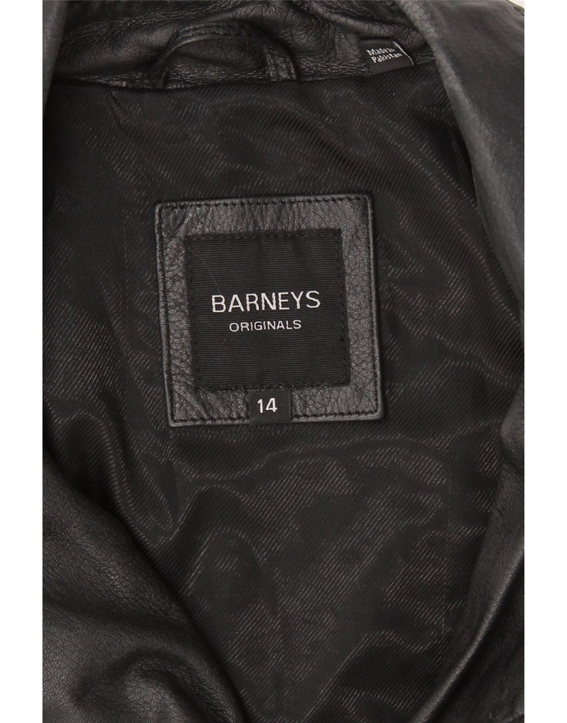 BARNEYS Womens Leather Biker Jacket UK 14 Medium  Black Leather Vintage BARNEYS and Second-Hand BARNEYS from Messina Hembry 