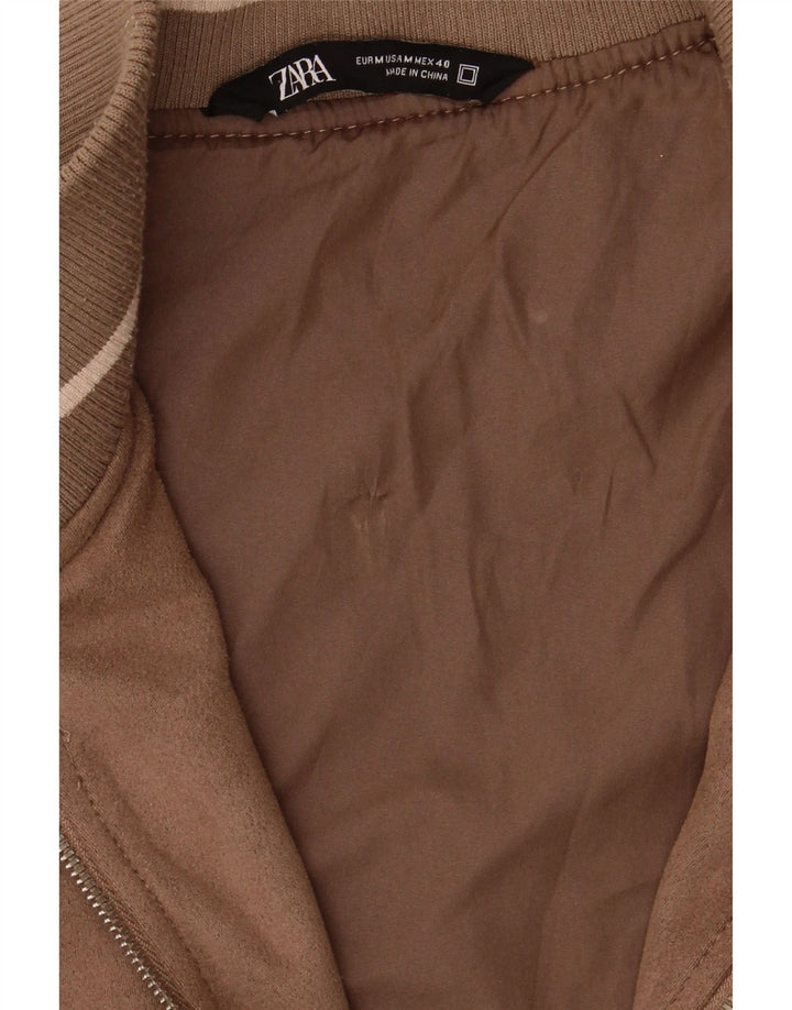 Zara Mens Bomber Jacket UK 38 Medium Brown