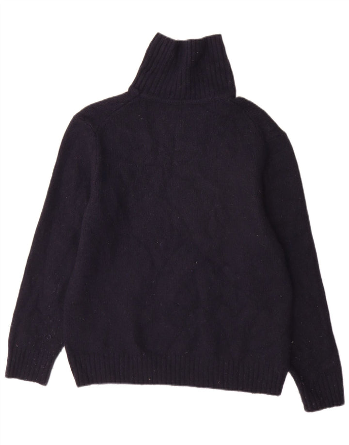 Zara Mens Roll Neck Jumper Sweater Large Navy Blue Wool