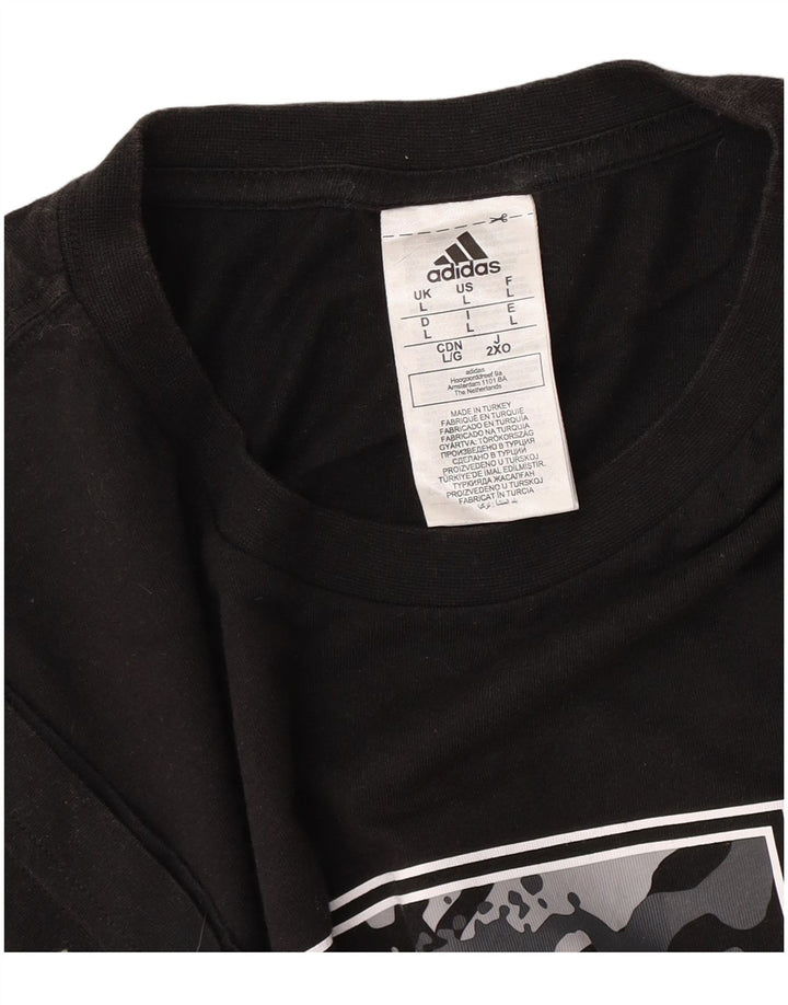 Adidas Mens Graphic T-Shirt Top Large Black Cotton