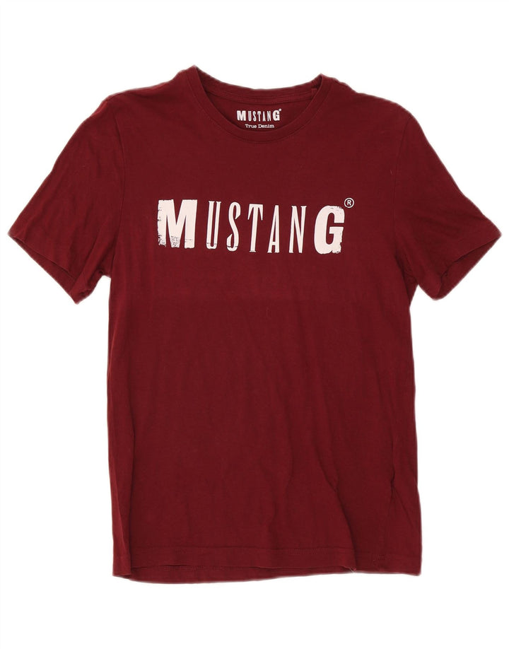 MUSTANG Mens Graphic T-Shirt Top Small Burgundy Cotton