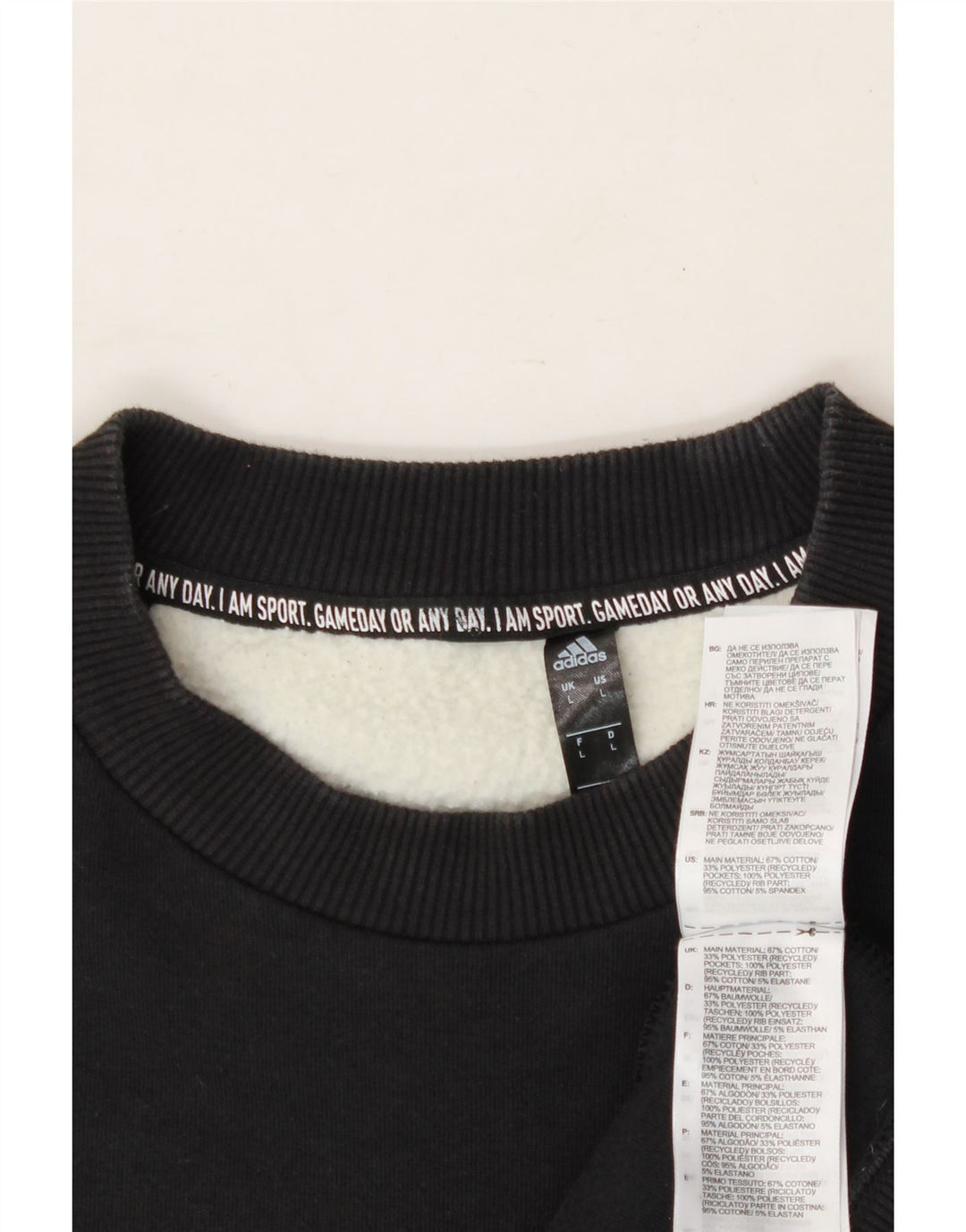 ADIDAS Mens Sweatshirt Jumper Large Black Colourblock Cotton Vintage Adidas and Second-Hand Adidas from Messina Hembry 