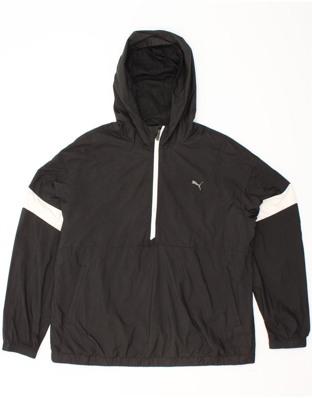 PUMA Womens Hooded Anorak Jacket UK 14 Large Black Colourblock Polyester Vintage Puma and Second-Hand Puma from Messina Hembry 