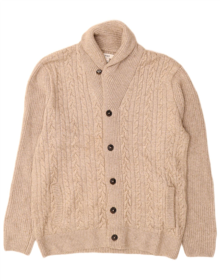 Marks & Spencer Mens Cardigan Sweater Large Beige Polyester