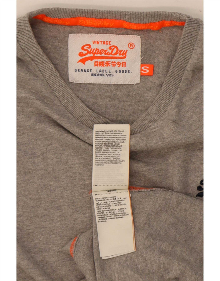 Superdry Mens Top Long Sleeve Small Grey Cotton