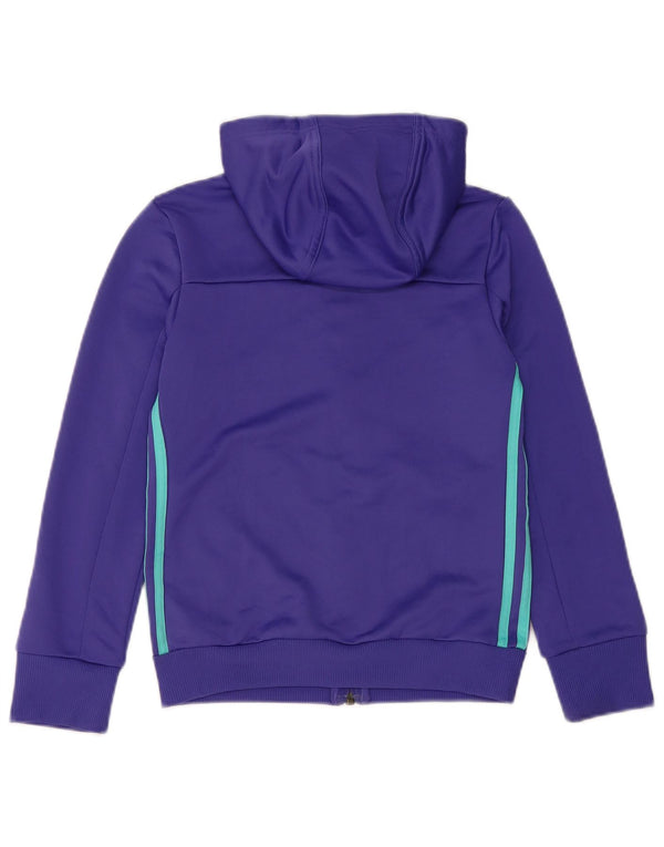 Adidas Girls Zip Hoodie Sweater 9-10 Years Purple Colourblock Polyester