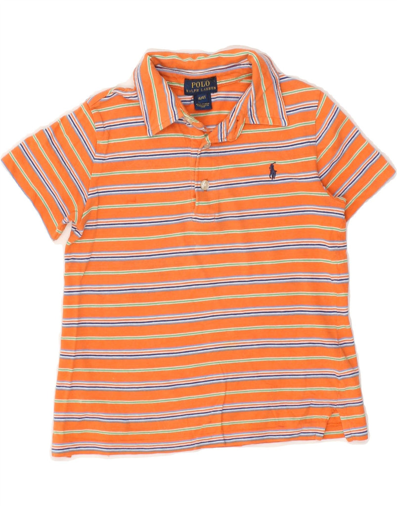 POLO RALPH LAUREN Boys Polo Shirt 3-4 Years Orange Striped Cotton | Vintage Polo Ralph Lauren | Thrift | Second-Hand Polo Ralph Lauren | Used Clothing | Messina Hembry 