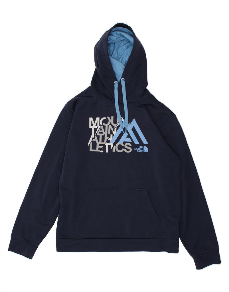 THE NORTH FACE Mens Graphic Hoodie Jumper Medium Navy Blue Polyester | Vintage The North Face | Thrift | Second-Hand The North Face | Used Clothing | Messina Hembry 