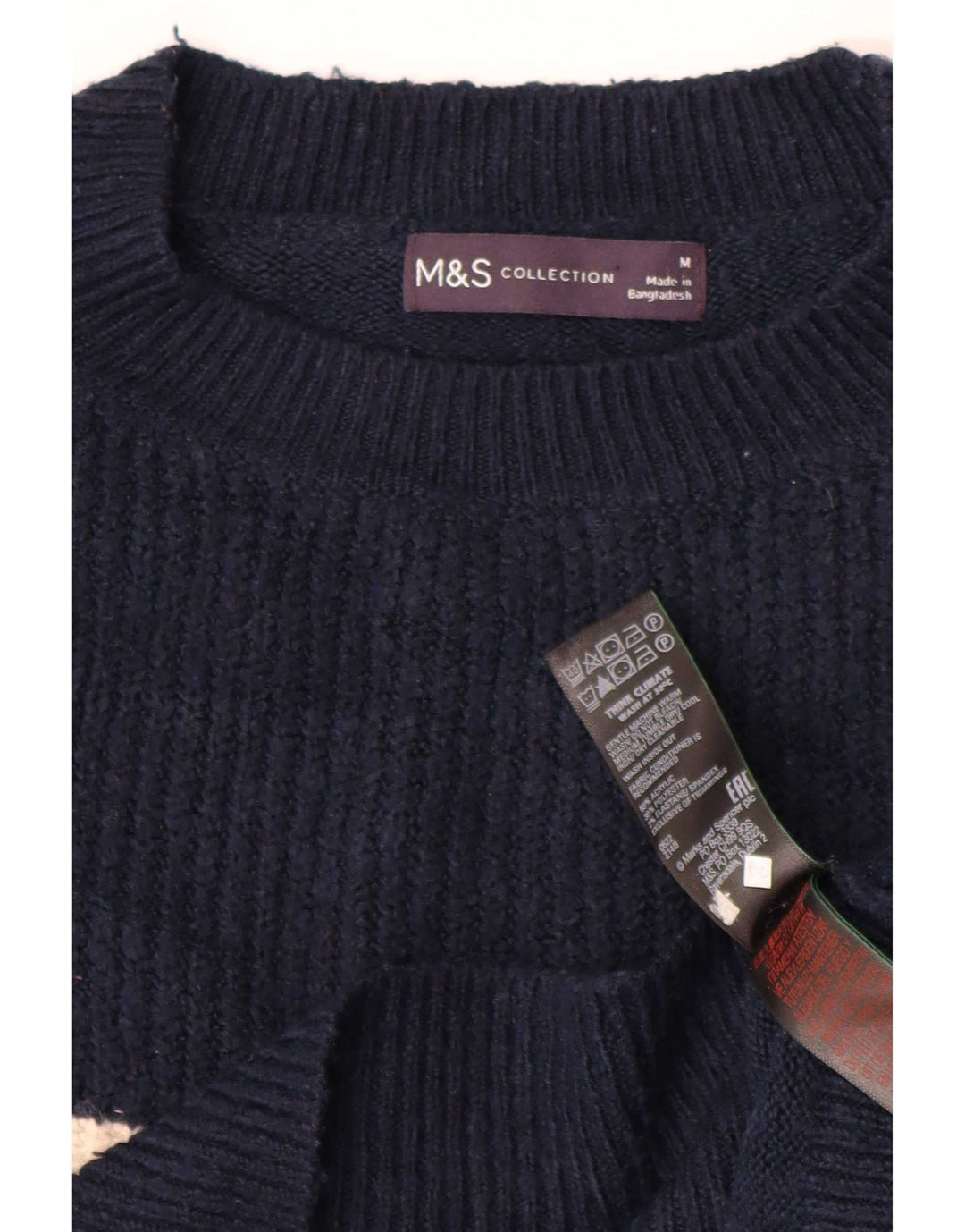 Marks & Spencer Womens Crew Neck Jumper Sweater UK 14 Medium Navy Blue