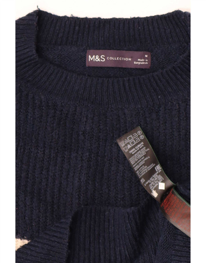 Marks & Spencer Womens Crew Neck Jumper Sweater UK 14 Medium Navy Blue