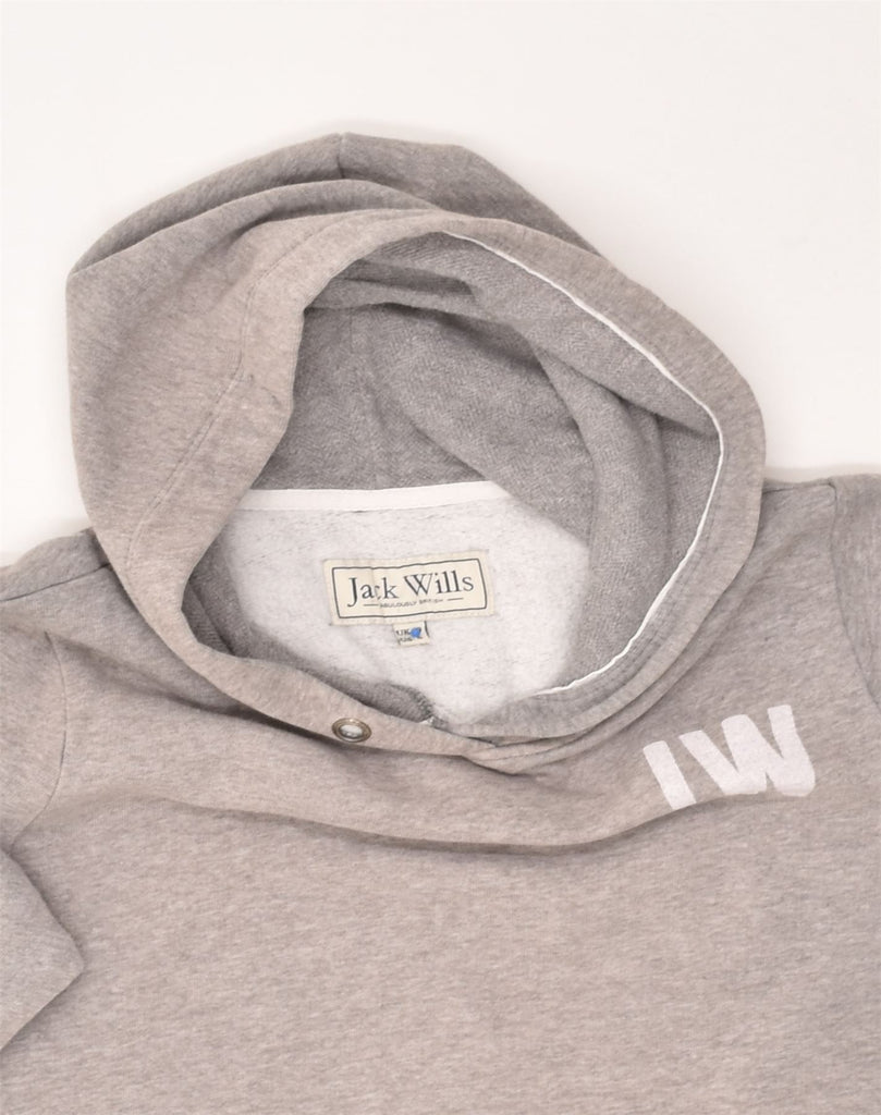 JACK WILLS Womens Graphic Hoodie Jumper UK 10 Small Grey Cotton | Vintage Jack Wills | Thrift | Second-Hand Jack Wills | Used Clothing | Messina Hembry 