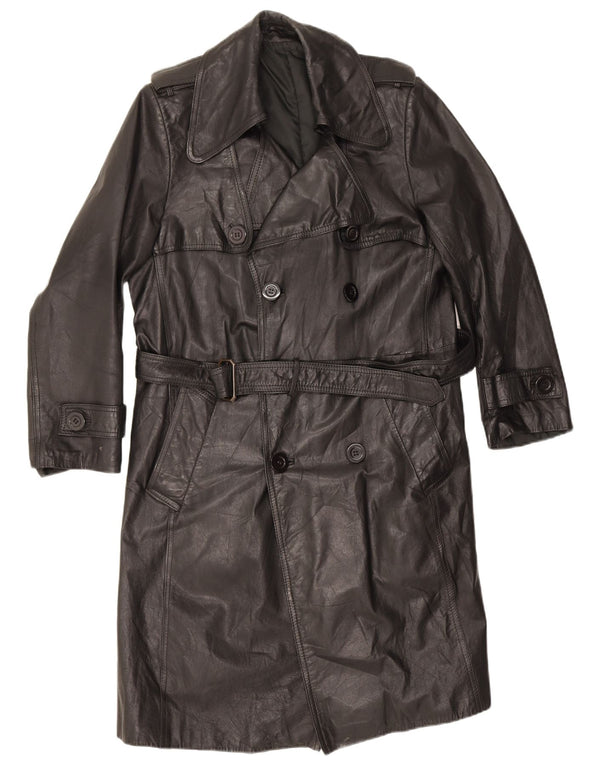 Vintage Mens Leather Coat EU 46 Small Black