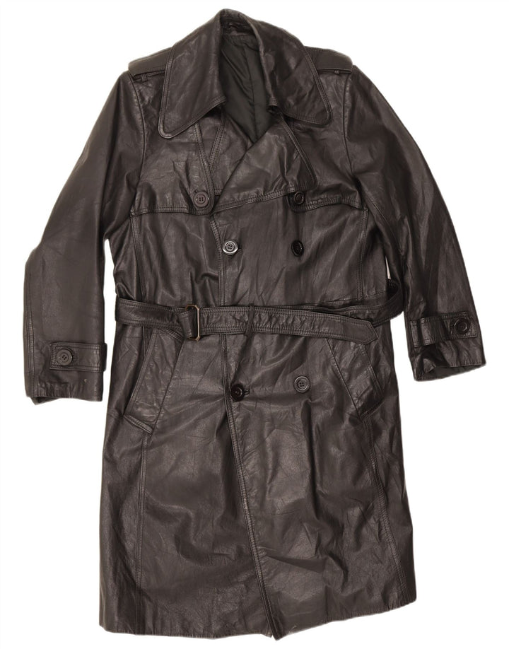 Vintage Mens Leather Coat EU 46 Small Black