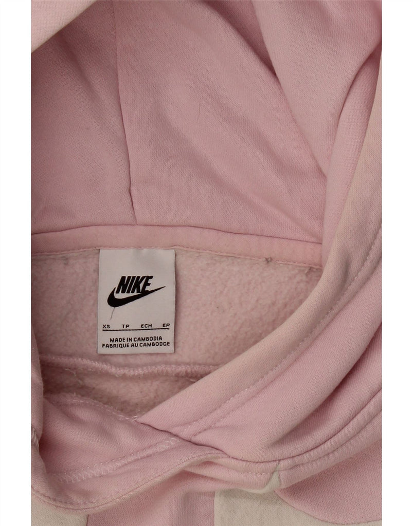 NIKE Womens Oversized Graphic Hoodie Jumper UK 6 XS Pink Cotton Vintage Nike and Second-Hand Nike from Messina Hembry 